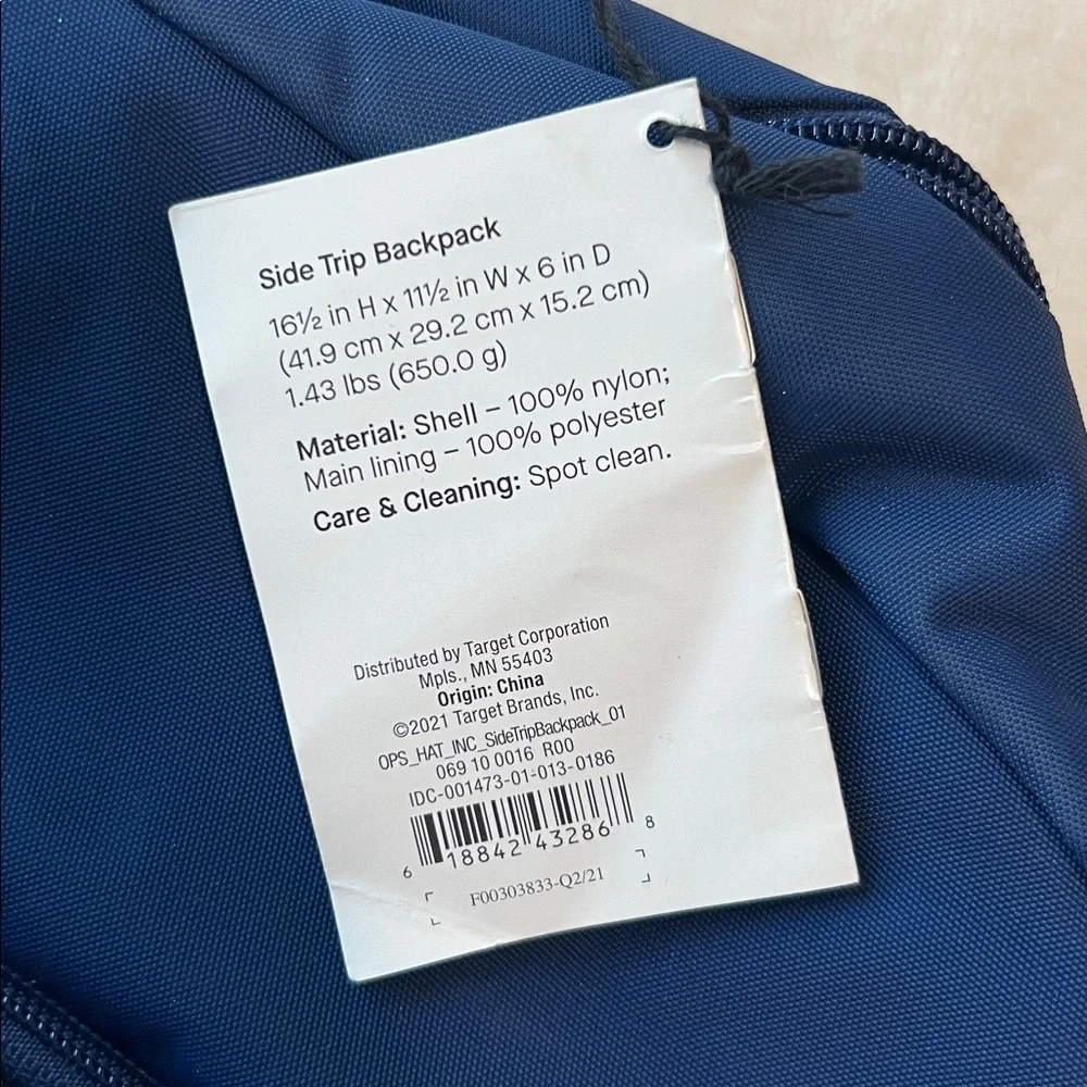 Open Story Blue Side Trip Backpack for work or travel - Picture 2 of 8